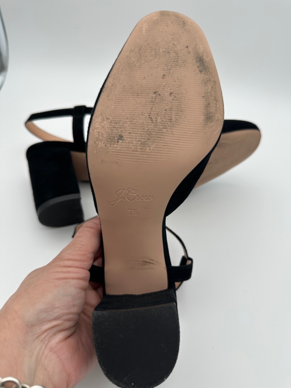 J. Crew Maisie Almond Toe Black Italian Suede Pumps 7.5 Heel 3” Made in Morocco - Picture 16 of 16